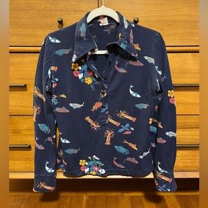 Swedish Vintage TGL Stockholm cotton jersey shirt fish and floral print
